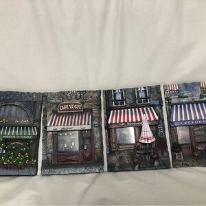 Vintage Mark St John set of 4 Café Wall Art Panels - French Bistro Scenes